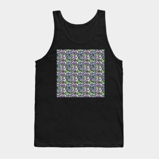 Abstract Muted Olive 80s Memphis Design Scribble Shapes Pattern Tank Top